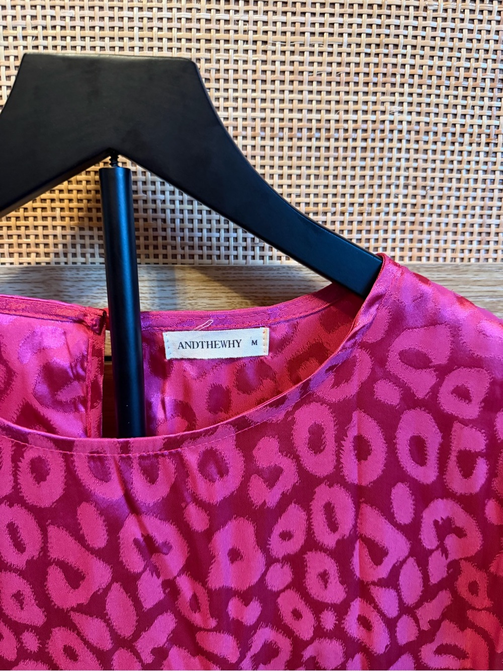 Andthewhy Fuchsia Animal-Print Ruffle Sleeve Blouse - Picture 3 of 6